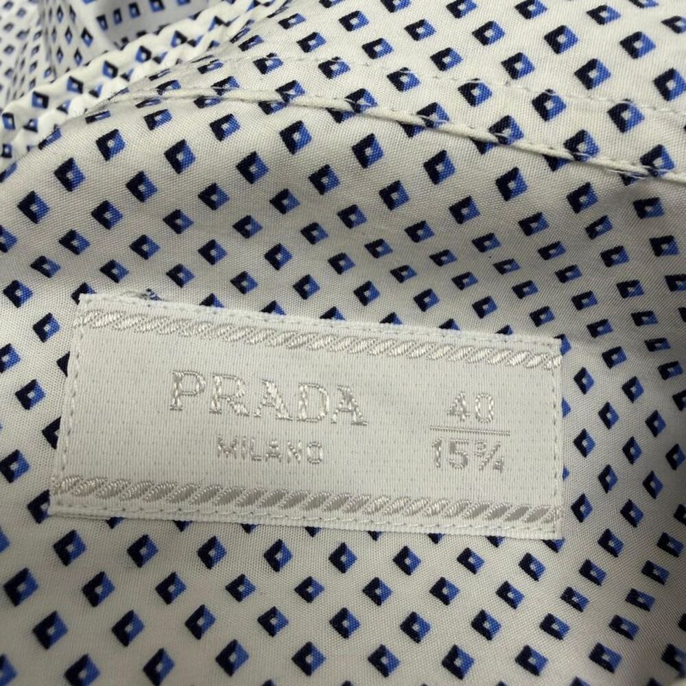 Prada Patterned Button-Down Shirt in White Cotton - image 4